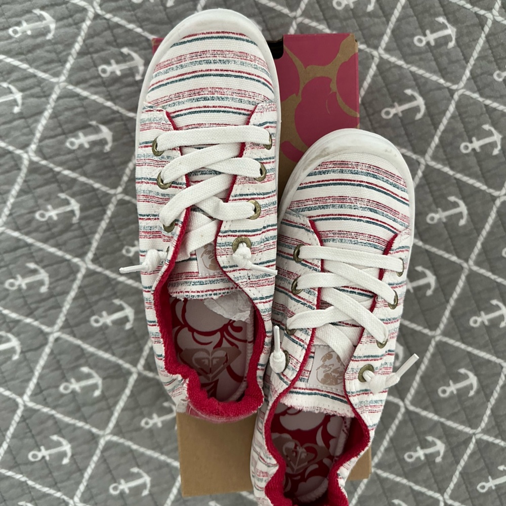 Roxy slip on shoes.  Size 6.5.  Red/white